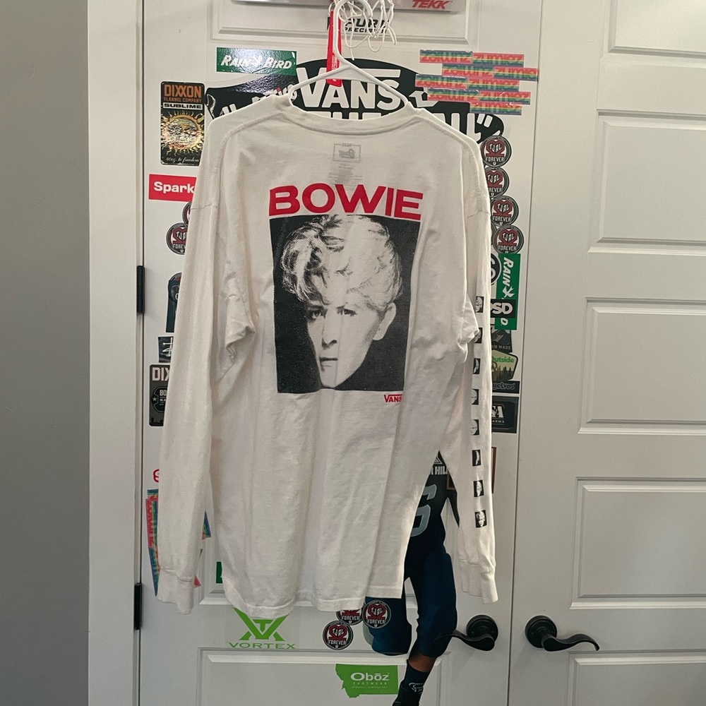 men’s vans XL white david bowie long sleeve